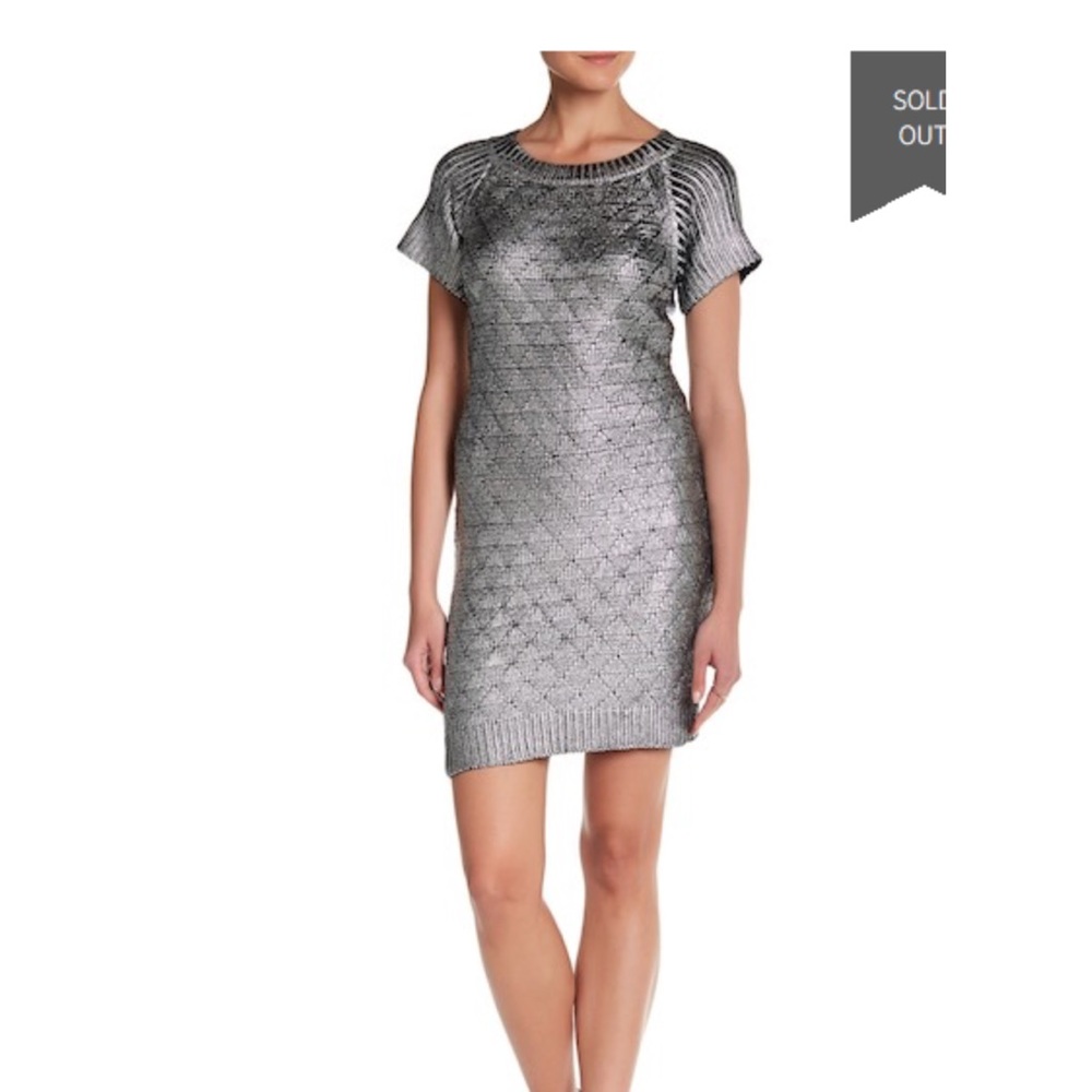 ROMEO Juliet Couture Metallic Silver Sweater Mini